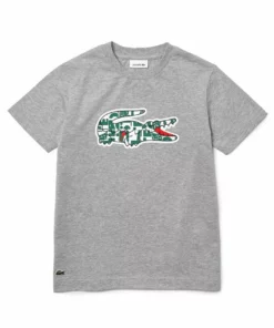 Lacoste T-shirt Imprimé - Gris Chine Blanc Vert