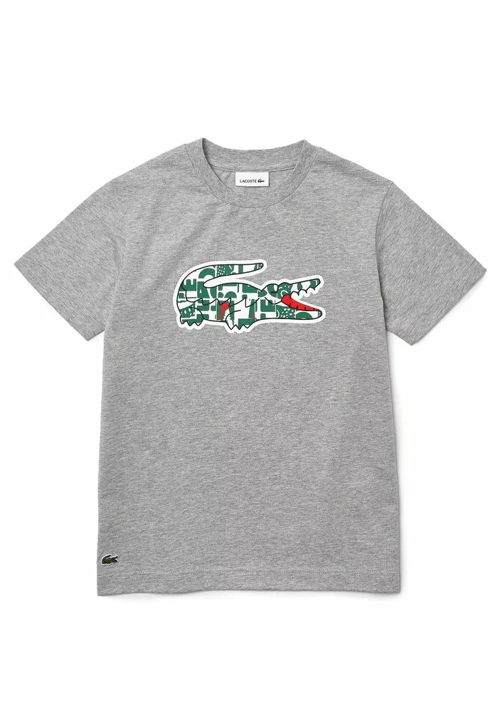 Lacoste T-shirt Imprimé - Gris Chine Blanc Vert 1 Lacoste T-shirt Imprimé - Gris Chine Blanc Vert