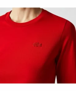 Lacoste T-shirt Basique - Rouge -Lacoste Soldes Magasin 16b79a8284d74c029554cc443766a81e