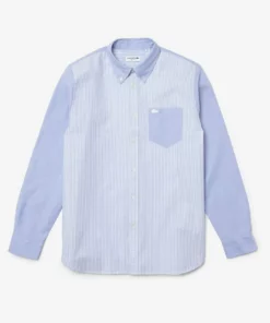 Lacoste LANGE MOUW - Chemise - Blanc / Bleu -Lacoste Soldes Magasin 197b4d72d4c64a7388402b53348875e4