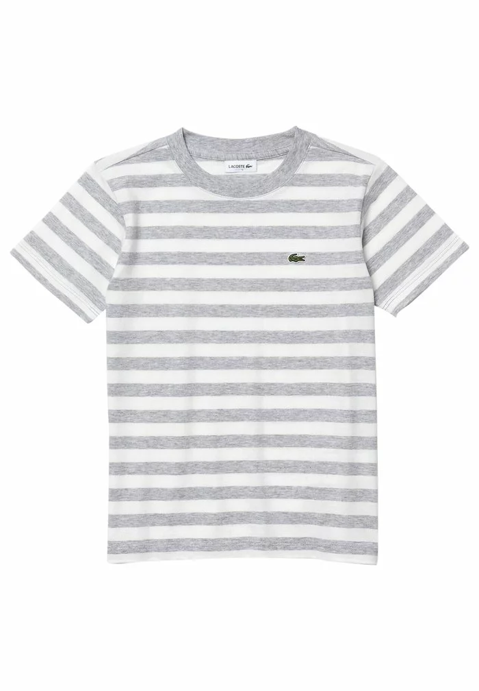 Lacoste TEE TURTLE NECK - T-shirt Imprimé - Gris Chine / Blanc 1 Lacoste TEE TURTLE NECK - T-shirt Imprimé - Gris Chine / Blanc