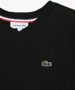 Lacoste BOY V-NECK TEE - T-shirt Basique - Noir -Lacoste Soldes Magasin 29588573c7e04c1999b4d94d48c0c118