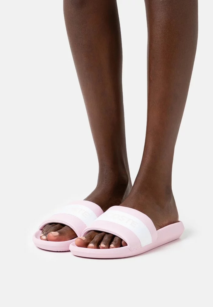 Lacoste CROCO SLIDE - Mules - Light Pink/white 1 Lacoste CROCO SLIDE - Mules - Light Pink/white