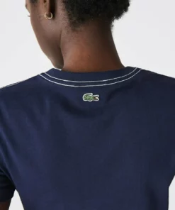 LACOSTE FEMME - T-shirt Imprimé - Bleu Marine Blanc 10 LACOSTE FEMME - T-shirt Imprimé - Bleu Marine Blanc -Lacoste Soldes Magasin 3ada34cf313b43c5aefbcad7a053faff