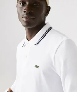 LACOSTE POLO ML - Polo - Blanc Bleu Marine -Lacoste Soldes Magasin 4b0f117c62ed4fc5807217a838d61a03