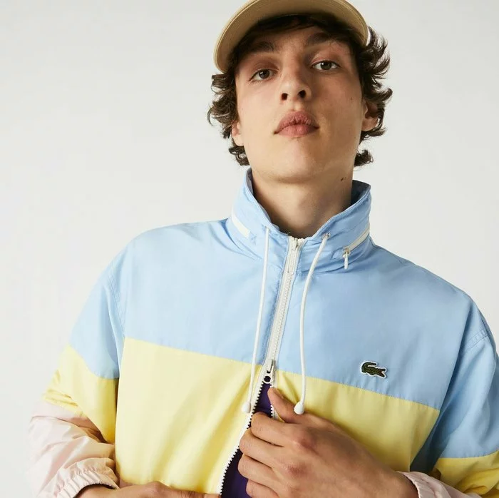 Lacoste BH8063 - Veste Mi-saison - Bleu / Jaune / Rose Pale 4 Lacoste BH8063 - Veste Mi-saison - Bleu / Jaune / Rose Pale – Image 4