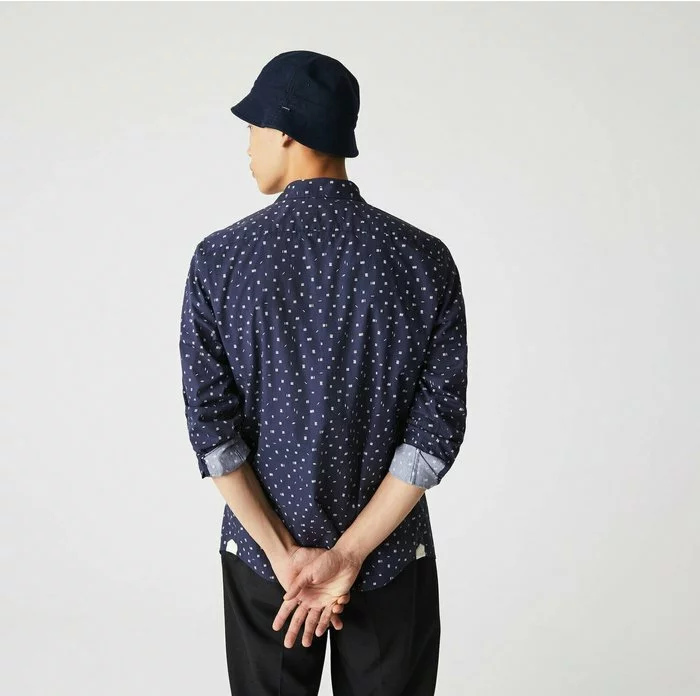 Lacoste LANGE MOUW - Chemise - Bleu Marine / Blanc 3 Lacoste LANGE MOUW - Chemise - Bleu Marine / Blanc – Image 3