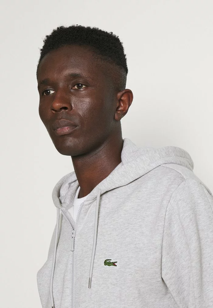 Lacoste Sweat à Capuche Zippé - Argent Chine/blanc Noir 5 Lacoste Sweat à Capuche Zippé - Argent Chine/blanc Noir – Image 5