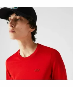 Lacoste T-shirt Basique - Rouge -Lacoste Soldes Magasin 66a56af37cf243c98cd463acc48672d2