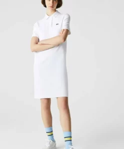 Lacoste Robe En Jersey - Blanc
