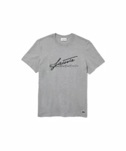 Lacoste T-shirt Imprimé - Gris Chine -Lacoste Soldes Magasin 6bb7d4843c5a4ada96515b505341f0cf