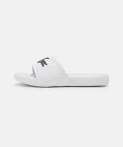 Lacoste SLIDE UNISEX - Sandales De Bain - White/dark Blue