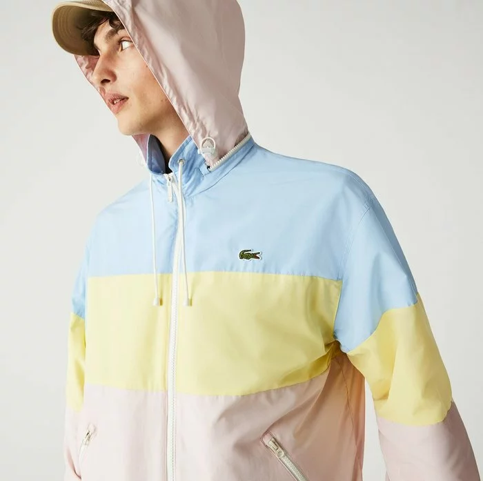 Lacoste BH8063 - Veste Mi-saison - Bleu / Jaune / Rose Pale 3 Lacoste BH8063 - Veste Mi-saison - Bleu / Jaune / Rose Pale – Image 3