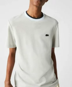 Lacoste T-shirt Basique - Blanc Beige Bleu Clair