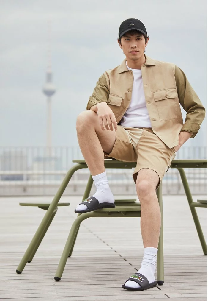 Lacoste CROCO SLIDE - Mules - Black/green 1 Lacoste CROCO SLIDE - Mules - Black/green