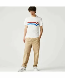 Lacoste T-shirt Imprimé - Blanc/rouge/bleu
