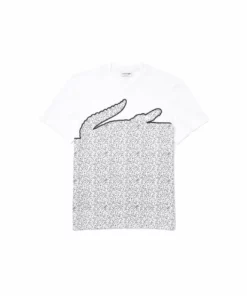 Lacoste T-shirt Imprimé - Blanc -Lacoste Soldes Magasin a8dd88d7f3534e2695c33de0d32a068f