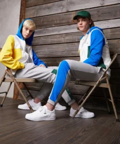 Lacoste UNISEX - Sweat à Capuche Zippé - White/broom/blue Royal/green