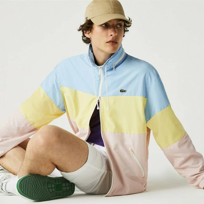Lacoste BH8063 - Veste Mi-saison - Bleu / Jaune / Rose Pale 5 Lacoste BH8063 - Veste Mi-saison - Bleu / Jaune / Rose Pale – Image 5