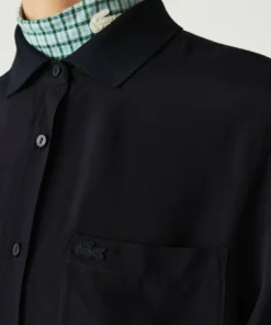 Lacoste LANGE MOUW - Chemisier - Bleu Marine 10 Lacoste LANGE MOUW - Chemisier - Bleu Marine -Lacoste Soldes Magasin b437bd5f16374cc09a17df4ea8dc311f
