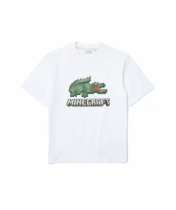 Lacoste MINECRAFT - T-shirt Imprimé - Blanc -Lacoste Soldes Magasin b7d79377b3ef47819bf87402b4c0cc1a