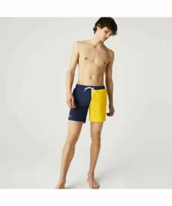Lacoste BAIN HOMME - Short De Bain - Bleu / Vert Kaki / Jaune