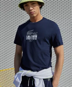 Lacoste T-shirt Imprimé - Navy Blue -Lacoste Soldes Magasin bfa46b42631041418857733538773d03
