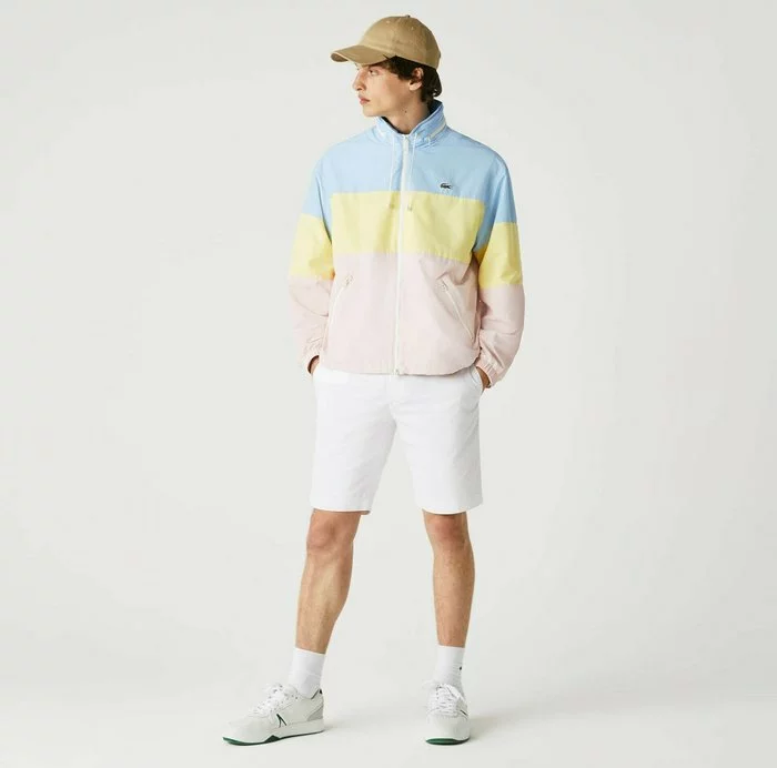 Lacoste BH8063 - Veste Mi-saison - Bleu / Jaune / Rose Pale 1 Lacoste BH8063 - Veste Mi-saison - Bleu / Jaune / Rose Pale