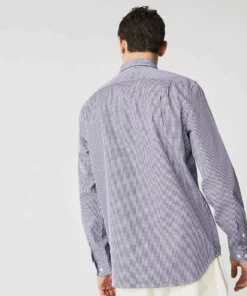 LACOSTE - Chemise - Blanc / Bleu Marine -Lacoste Soldes Magasin cecda9f64eb447b39ecaf139fab202cd