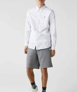 Lacoste LANGE MOUW - Chemise - Weiß Navy Blau