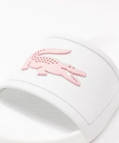 Lacoste CROCO SLIDE - Sandales De Bain - White -Lacoste Soldes Magasin d449a0e66e6043adb8b0f034a64f9c7d