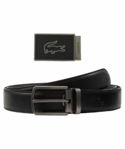 Lacoste REVERSIBLE CURVED BOX SET - Ceinture - Black/dark Brown