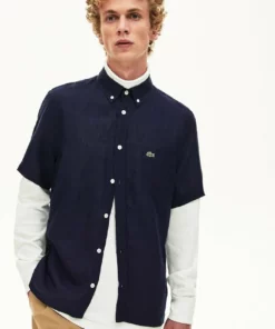 Lacoste MANCHES COURTES - Chemise - Bleu Marine