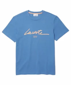 Lacoste T-shirt Imprimé - Bleu -Lacoste Soldes Magasin eff41a614e4842ef9aa72d9b3ad0d48d