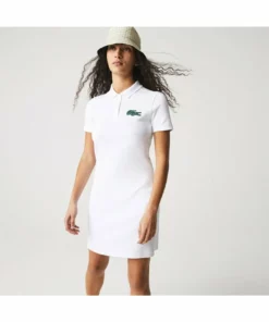 Lacoste Robe En Jersey - Blanc