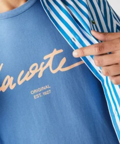 Lacoste T-shirt Imprimé - Bleu -Lacoste Soldes Magasin f593103214724bd2944fffcd38d95a9d