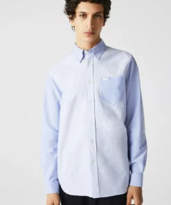 Lacoste LANGE MOUW - Chemise - Blanc / Bleu